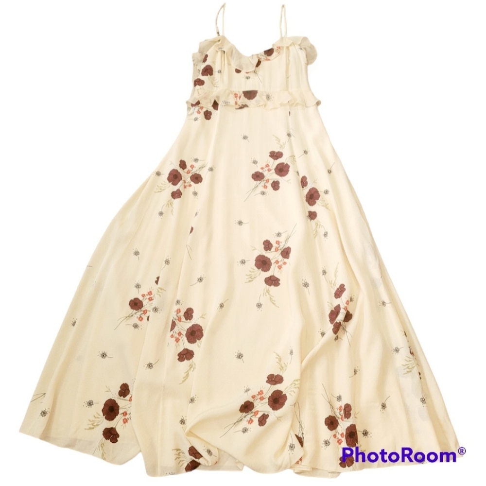 Joie Cassiel Floral Ruffle Maxi Dress Sz  Silk Sz 4 Boho Wedding Guest - Picture 5 of 13